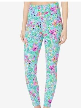 Lilly Pulitzer Luxletic Weekender High Rise Leggings Women’s Sz XS Blue Floral